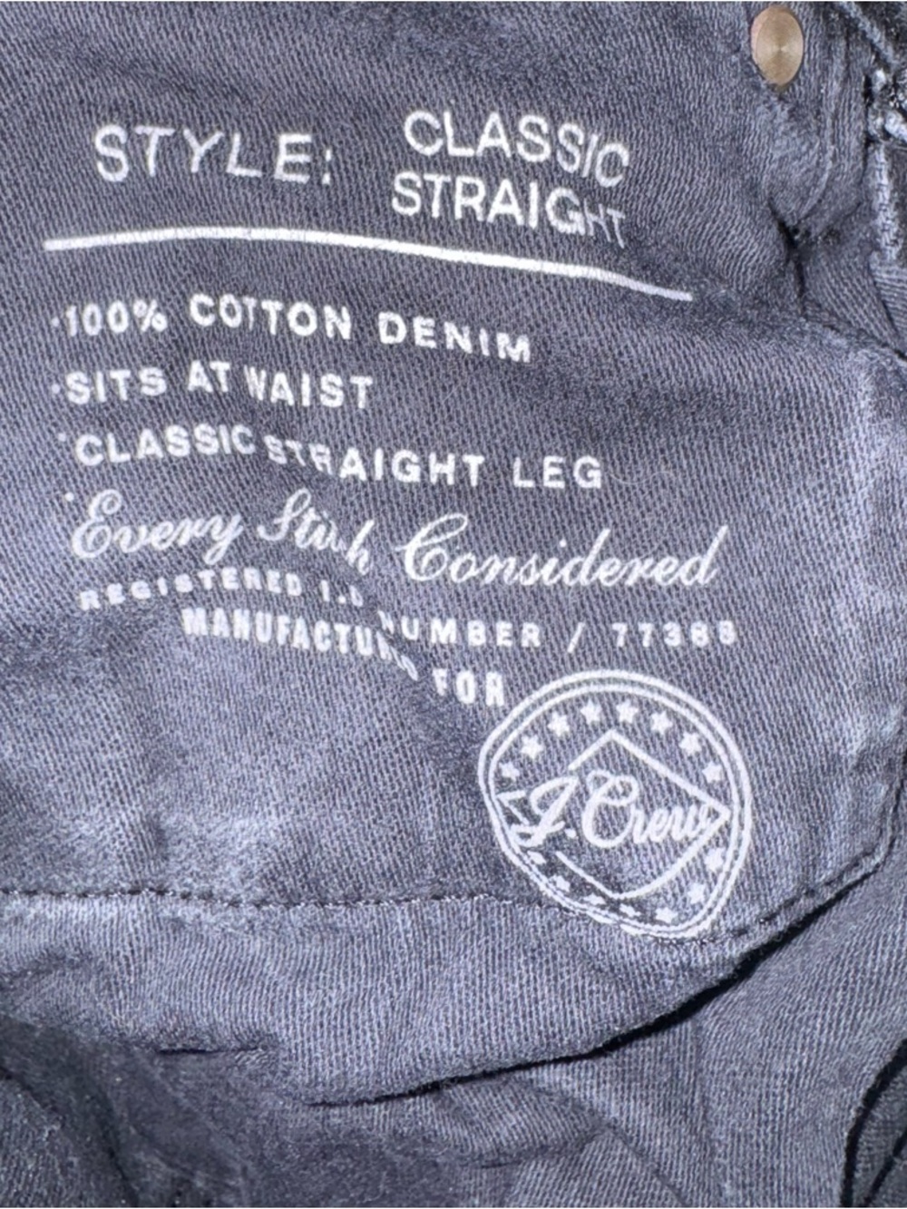 J.Crew Classic Straight Men’s 32x32 Black Washed Denim 100% Cotton - Picture 6 of 8